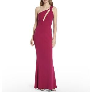 KATIE MAY Edgy Asymmetrical One Shoulder Gown in Magenta XS USA Formal Occasion